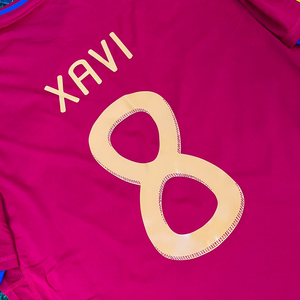 2010 Spain World Cup Xavi Hernandez 8 Retro Football Jersey – Detailed View