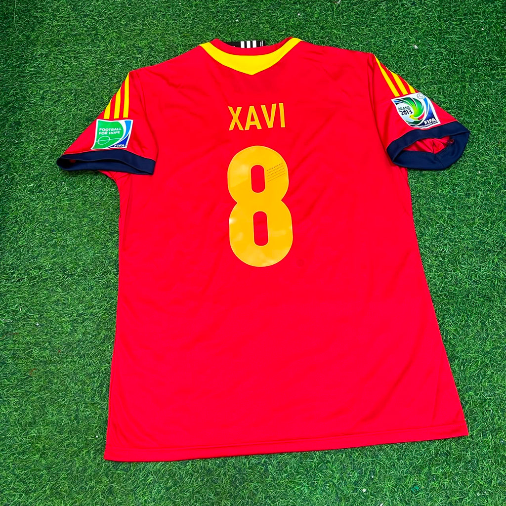 2013 Xavi Hernandez Spain Confederations Cup Retro Football Jersey – Back View
