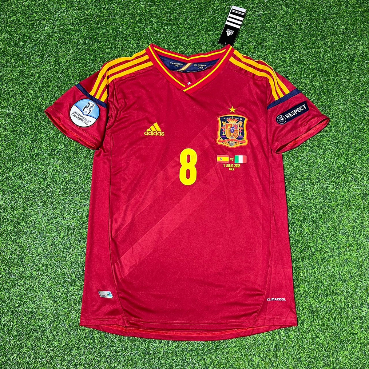 2012 Spain EURO Xavi Hernandez Final Retro Football Jersey – Front View