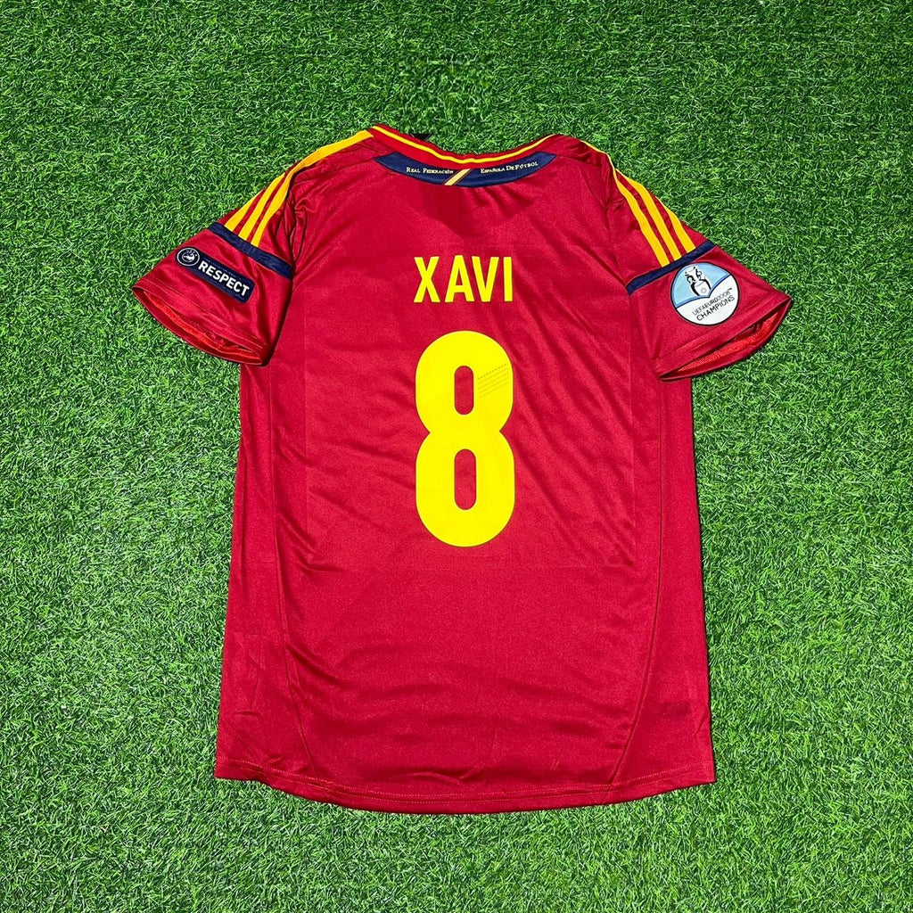 2012 Spain EURO Xavi Hernandez Final Retro Football Jersey – Back View