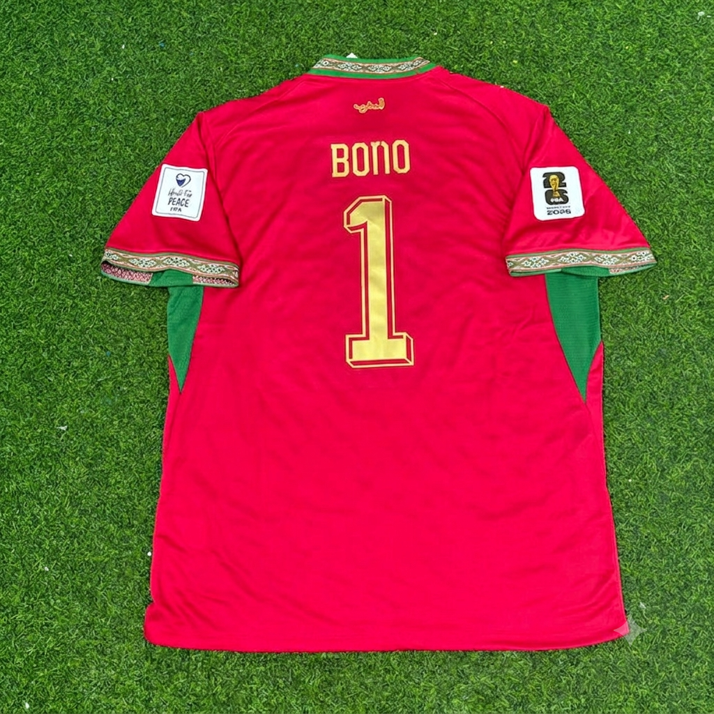 2026 Morocco World Cup Yassine Bounou Home Red Football Jersey – Back View