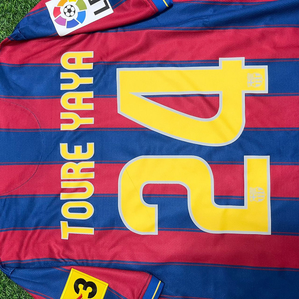 2009/10 Yaya Toure 24 - Barcelona Home Retro Football Jersey – Detailed View