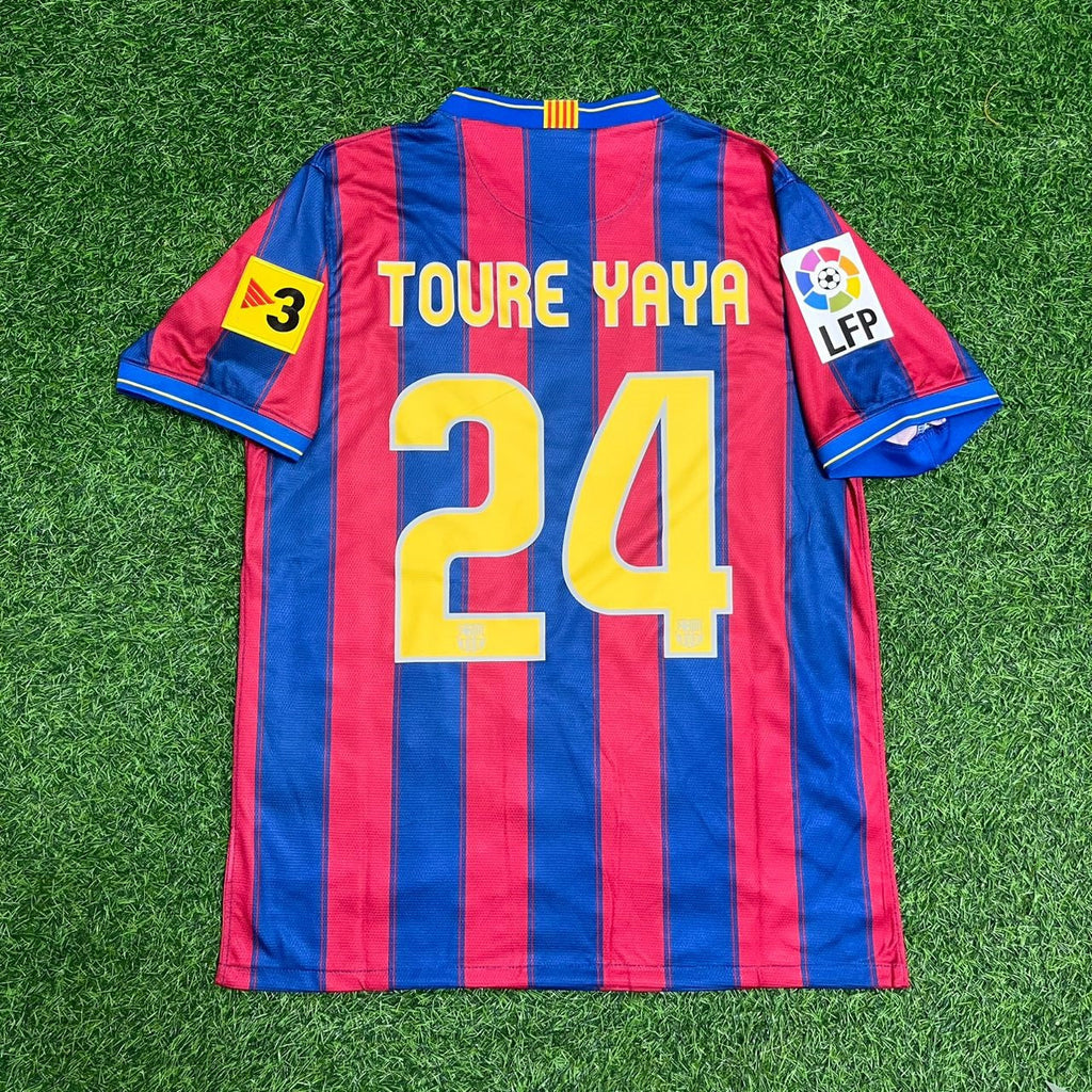 2009/10 Yaya Toure 24 - Barcelona Home Retro Football Jersey – Back View