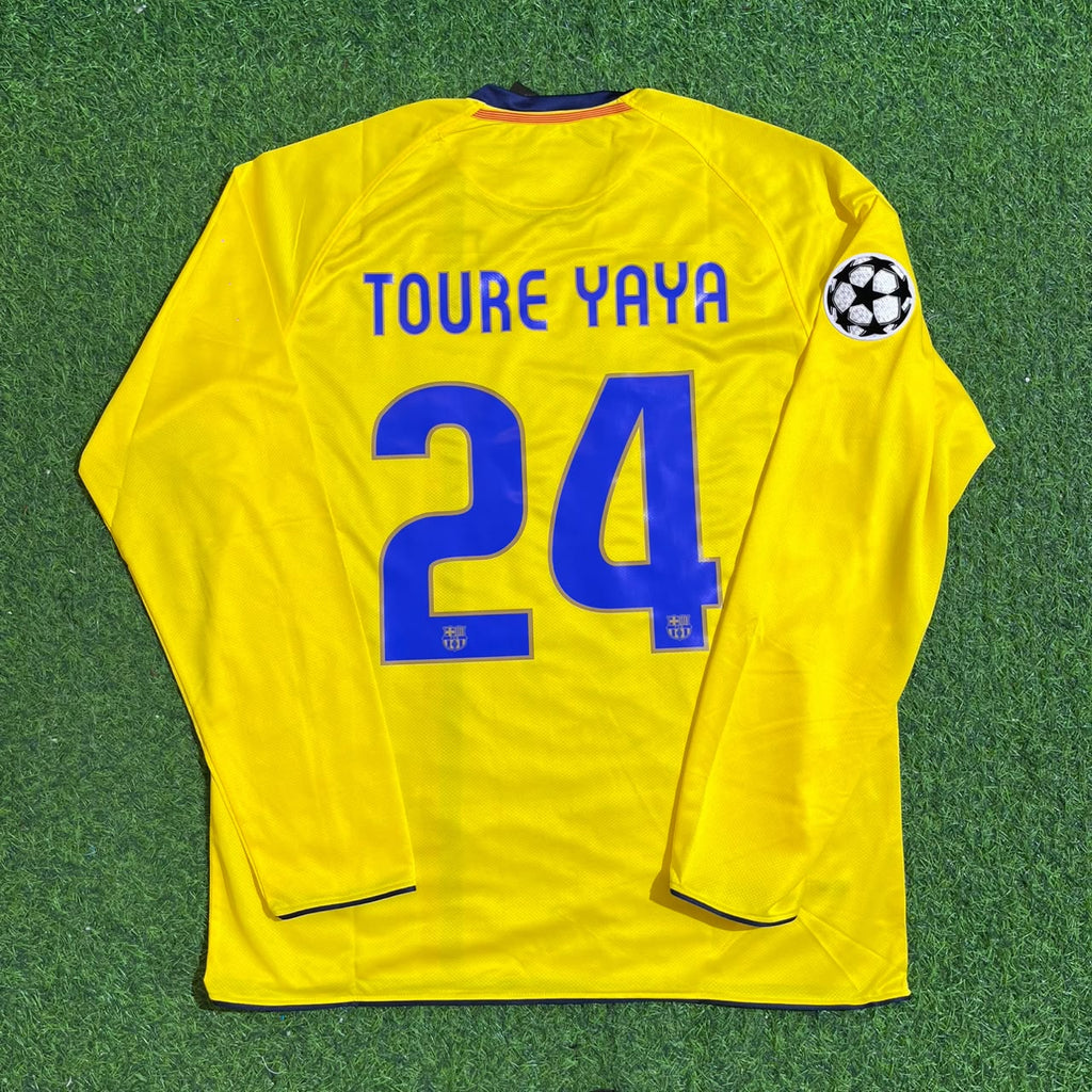 Barcelona 08/09 Season Yellow Away Retro Jersey – Yaya Toure FC – Back View