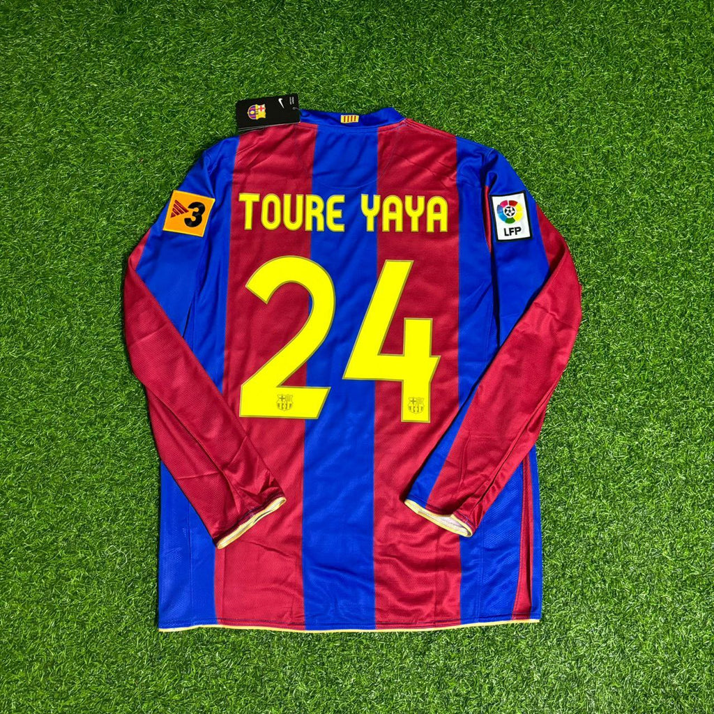 2007 Yaya Toure Barcelona Retro Football Jersey – Back View