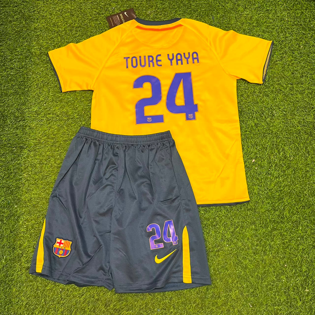 Yaya Touré Barcelona 2008-2009 Yellow Kids Retro Football Jersey – Back View