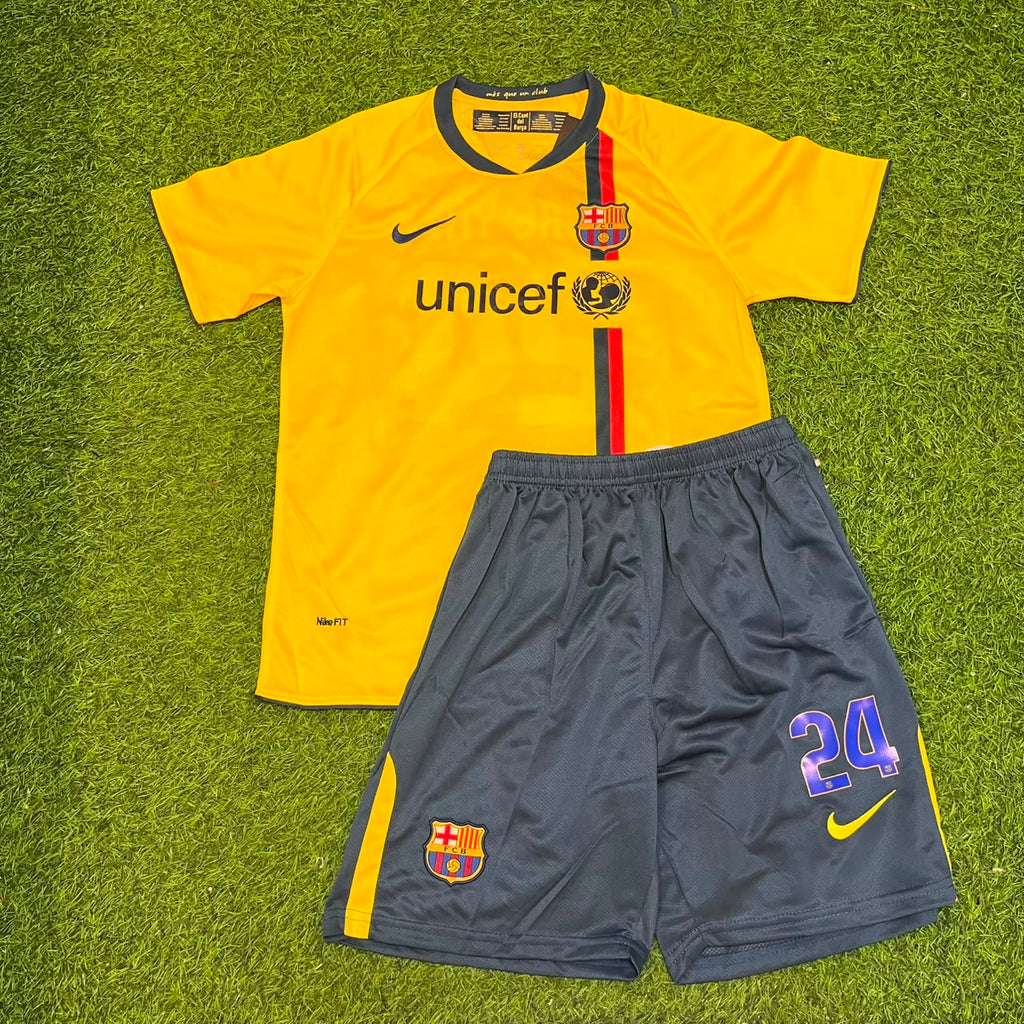Yaya Touré Barcelona 2008-2009 Yellow Kids Retro Football Jersey – Front View