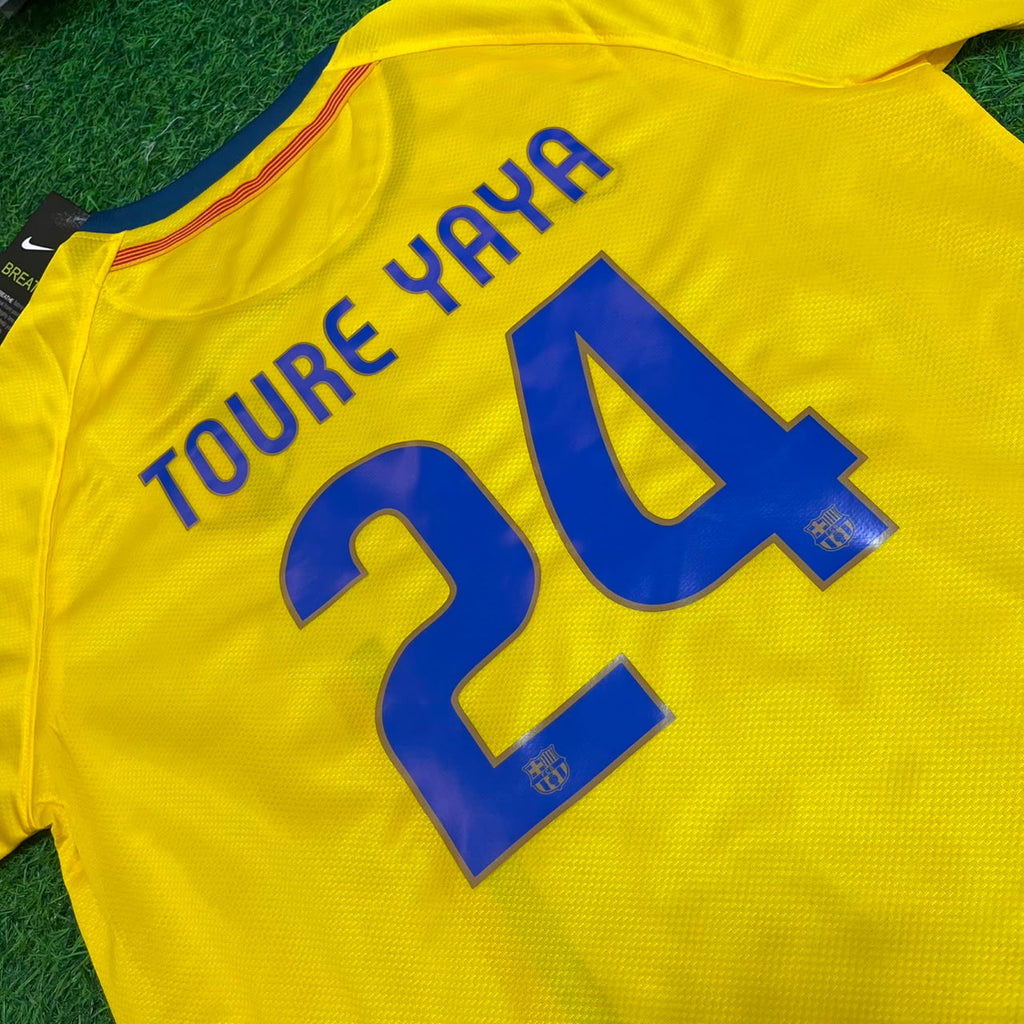 Yaya Touré Barcelona 2008-2009 Yellow Kids Retro Football Jersey – Detailed View