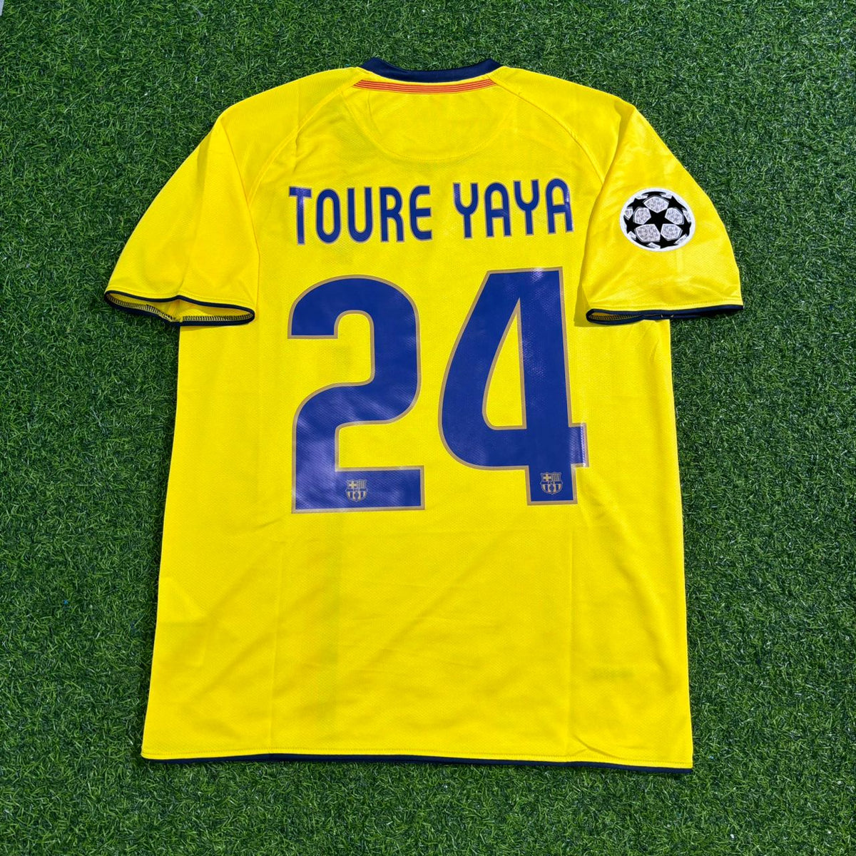 2008/09 Yaya Touré Barcelona Yellow Retro Football Jersey – Back View
