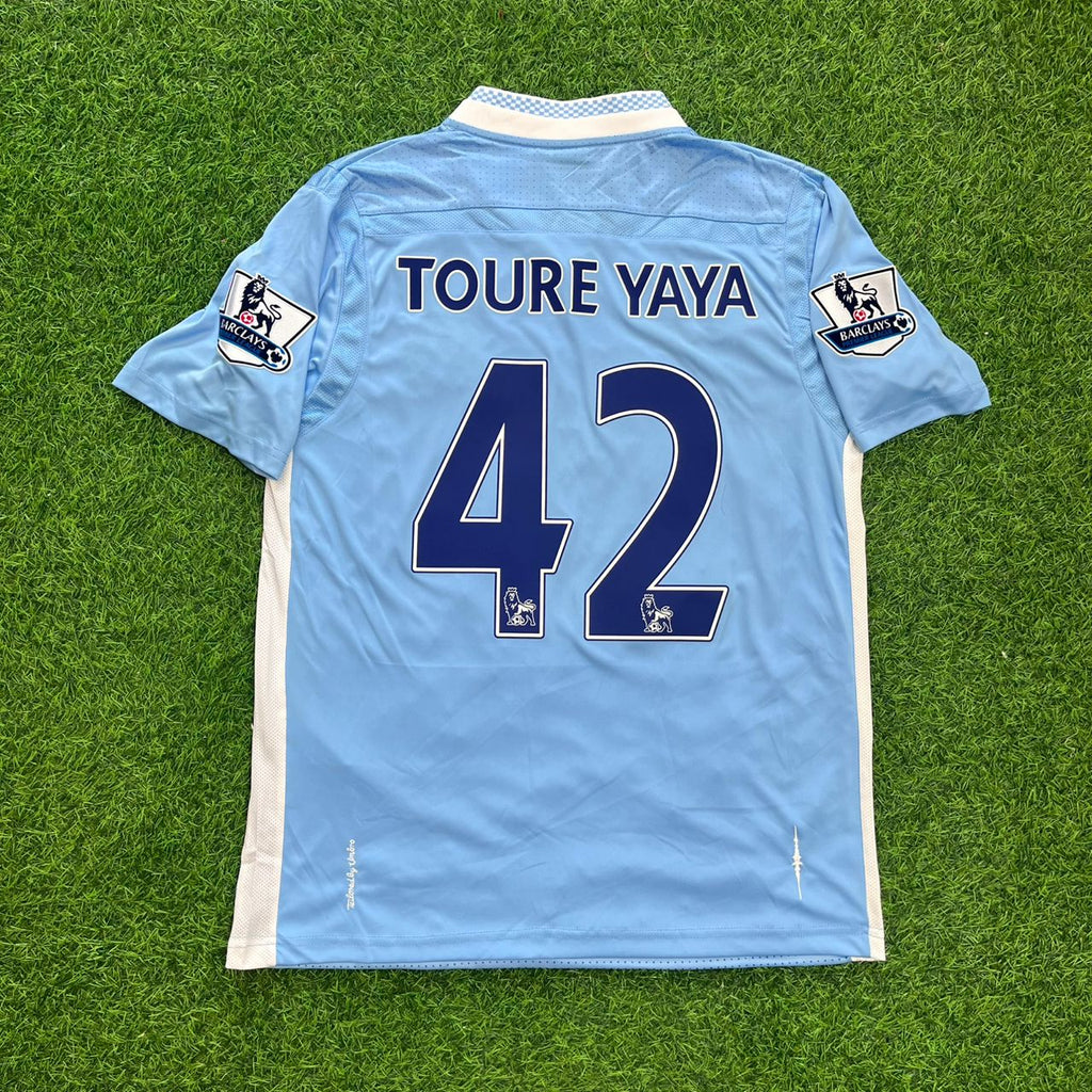 2011/12 Yaya Toure 42 Manchester City Home Kit Blue Retro Football Jersey – Back View
