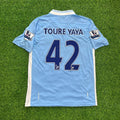 2011/12 Yaya Toure 42 Manchester City Home Kit Blue Retro Football Jersey – Back View