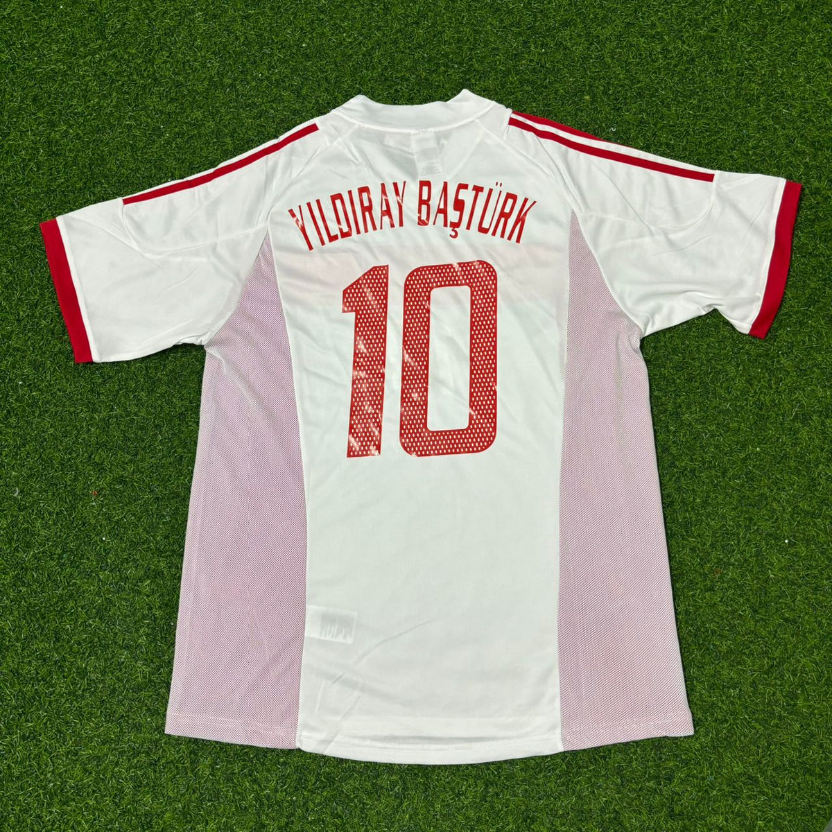 Yıldıray Baştürk Turkey Türkiye 2002 World Cup White Retro Football Jersey – Back View