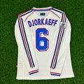 France 1998 World Cup White Away Long Sleeve Retro Jersey – Youri Djorkaeff #6 – Back View