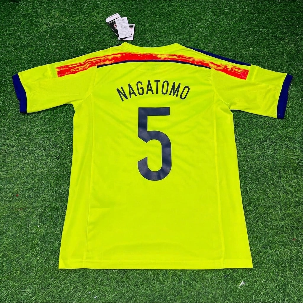 Yuto Nagatomo Japan 2014 World Cup Yellow Away Retro Jersey – Back View