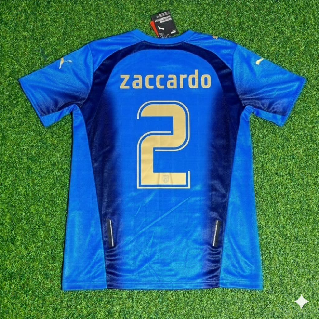 Italy 2006 World Cup Final Retro Jersey – Cristian Zaccardo 2 - – Back View