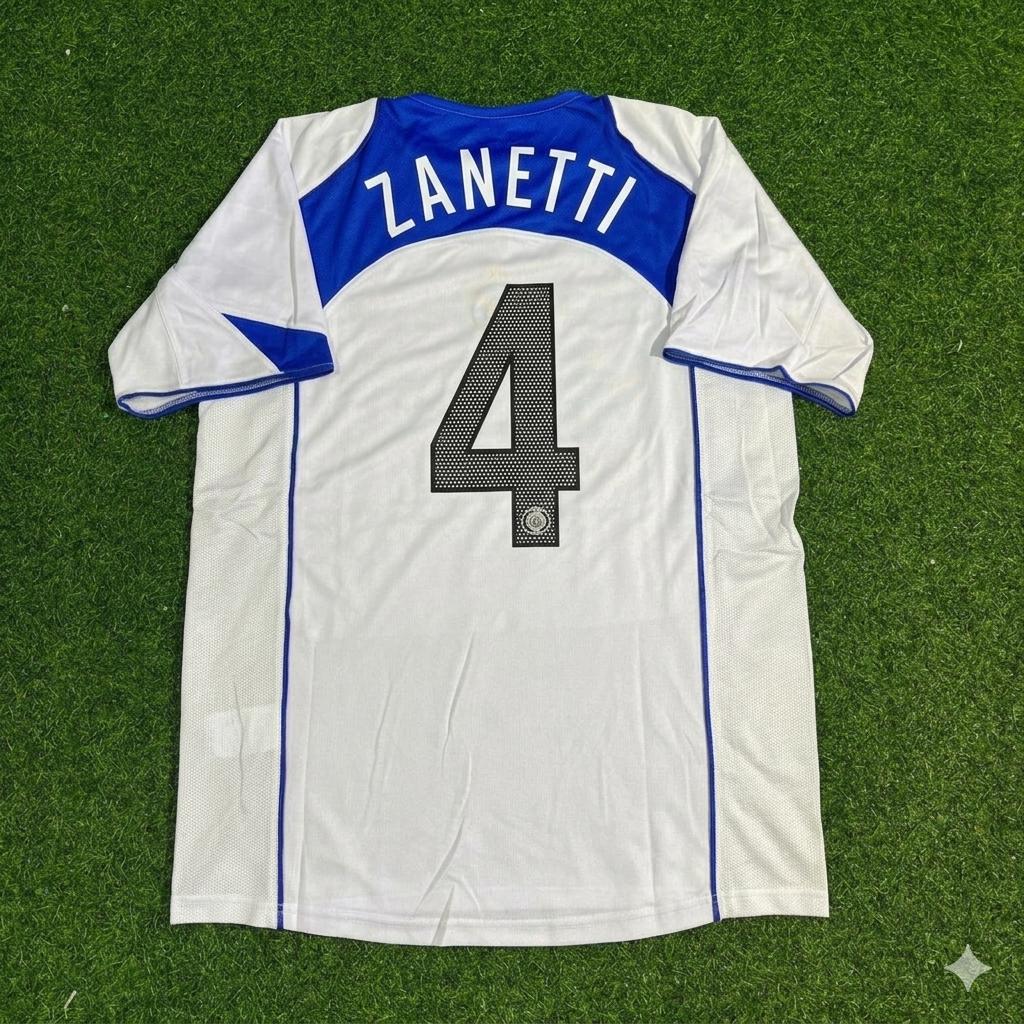 2004/05 Javier Zanetti Inter Milan Retro White Football Jersey – Back View