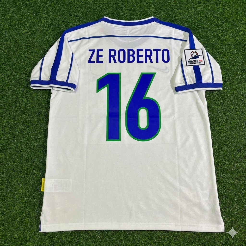 1998 Brazil World Cup Ze Roberto #16 Retro Football Jersey – Back View