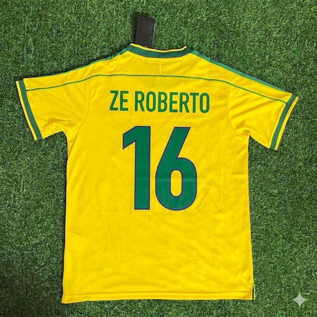 Brazil 1998 World Cup Retro Jersey – Zé Roberto #16 – Back View