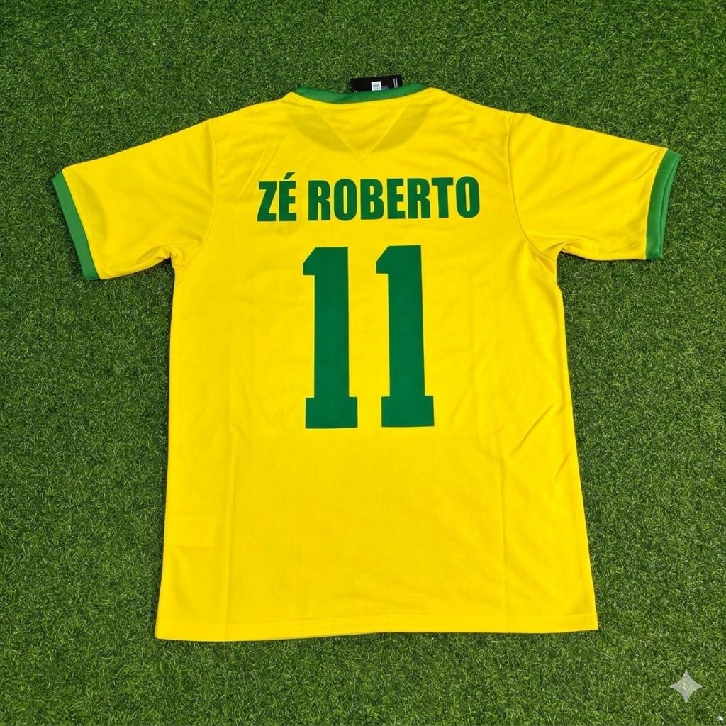 Ze Roberto Brazil Retro Home Football Jersey – Back View