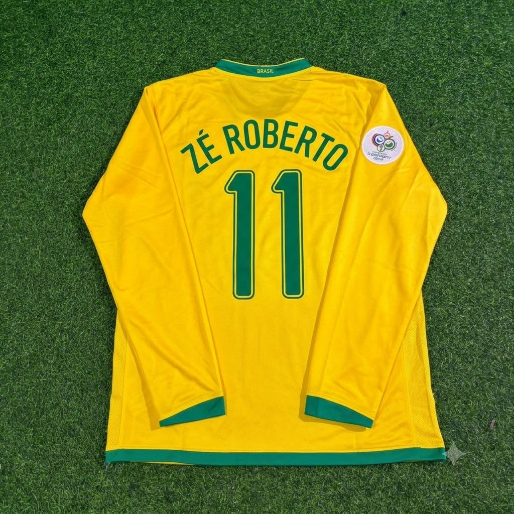 Ze Roberto #11 Brazil 2006 World Cup Long Sleeve Football Jersey – Back View