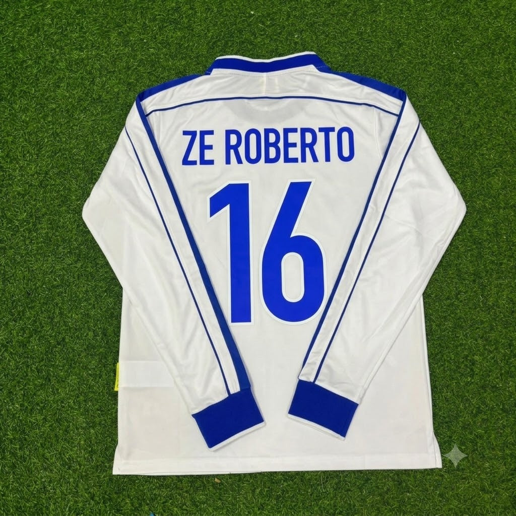 1998 Brazil World Cup Ze Roberto Long Sleeve Retro Football Jersey – Back View