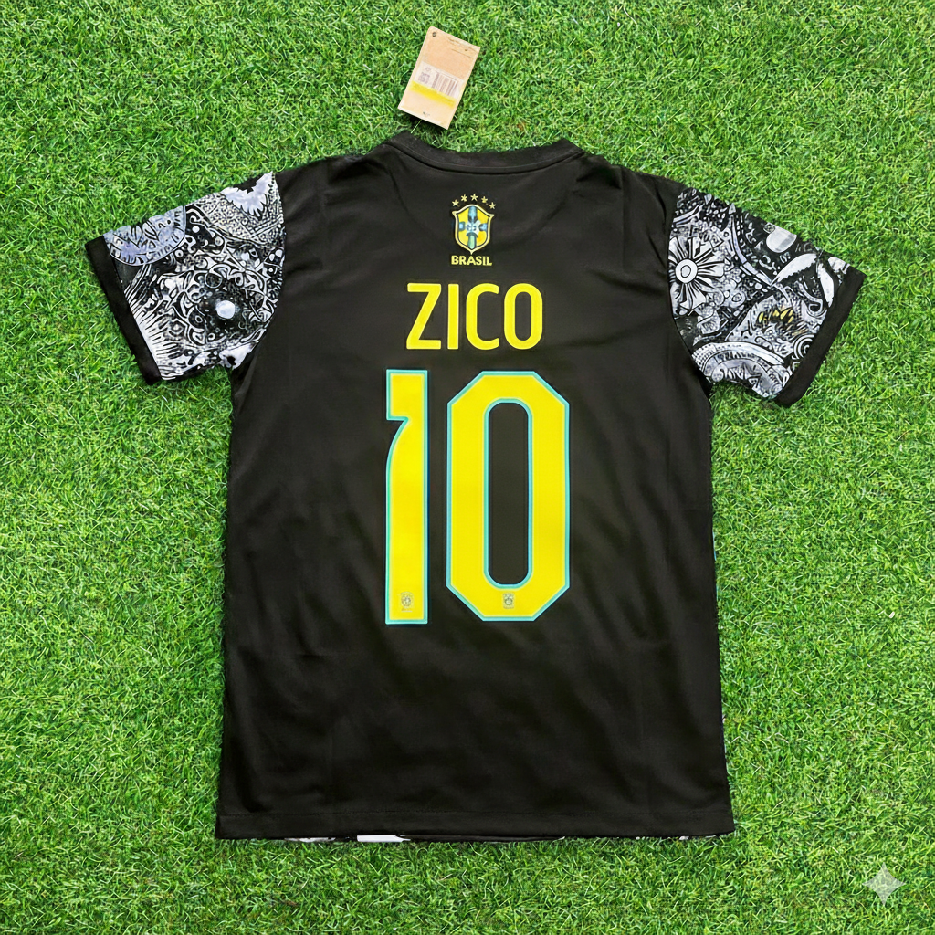 Zico Brazil Iconic Retro Football Jersey – Back View