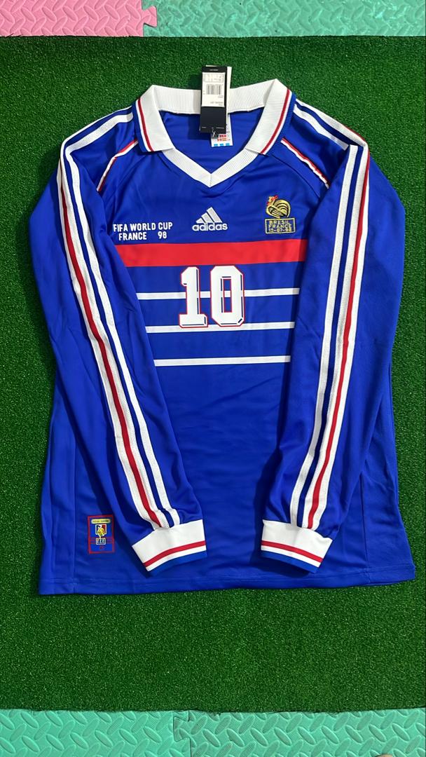 Zinedine Zidane France 1998 World Cup Retro Long Sleeve Football Jersey – Detailed View