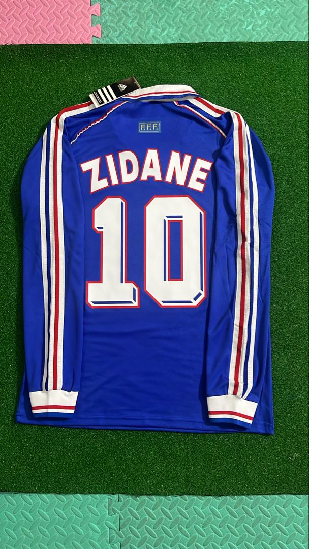 Zinedine Zidane France 1998 World Cup Retro Long Sleeve Football Jersey – Front View