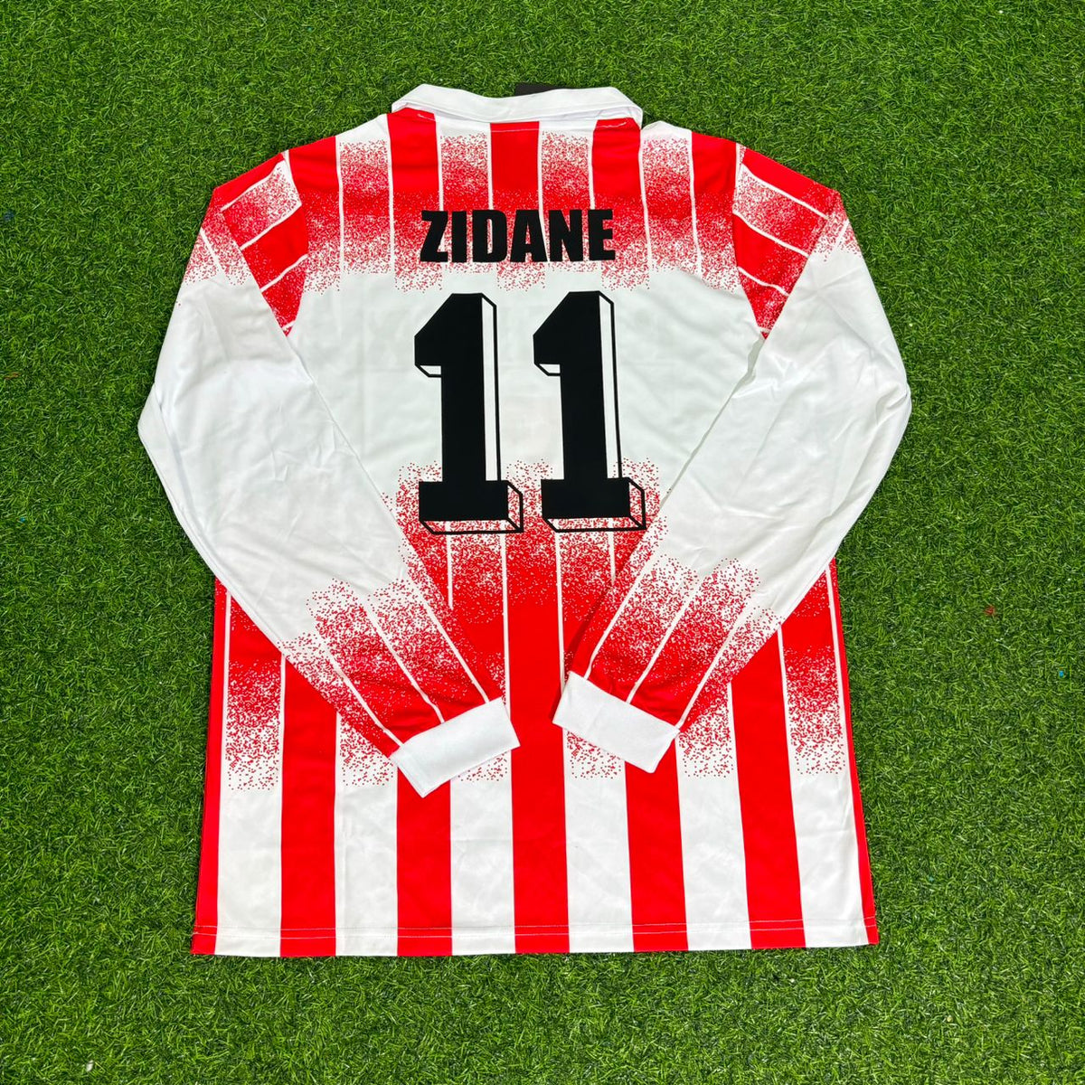 1990/92 Zinedine Zidane Cannes 11 Number Retro Long Sleeve Football Jersey Collection – Back View