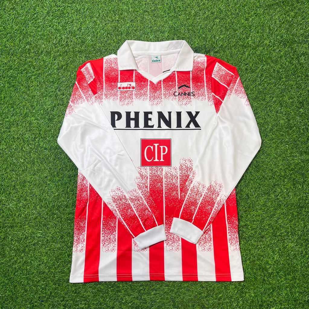 Zinedine Zidane Cannes 1990/92 Retro Long Sleeve Football Jersey – Front View