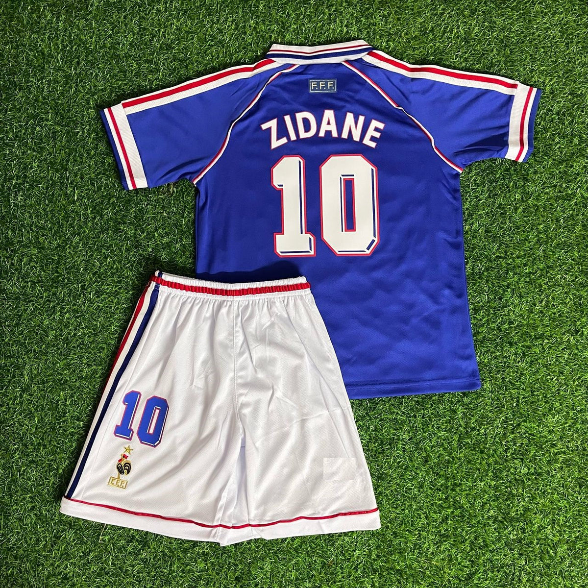1998 Zinedine Zidane France Home Kids Kit Football Jersey for Children – Back View