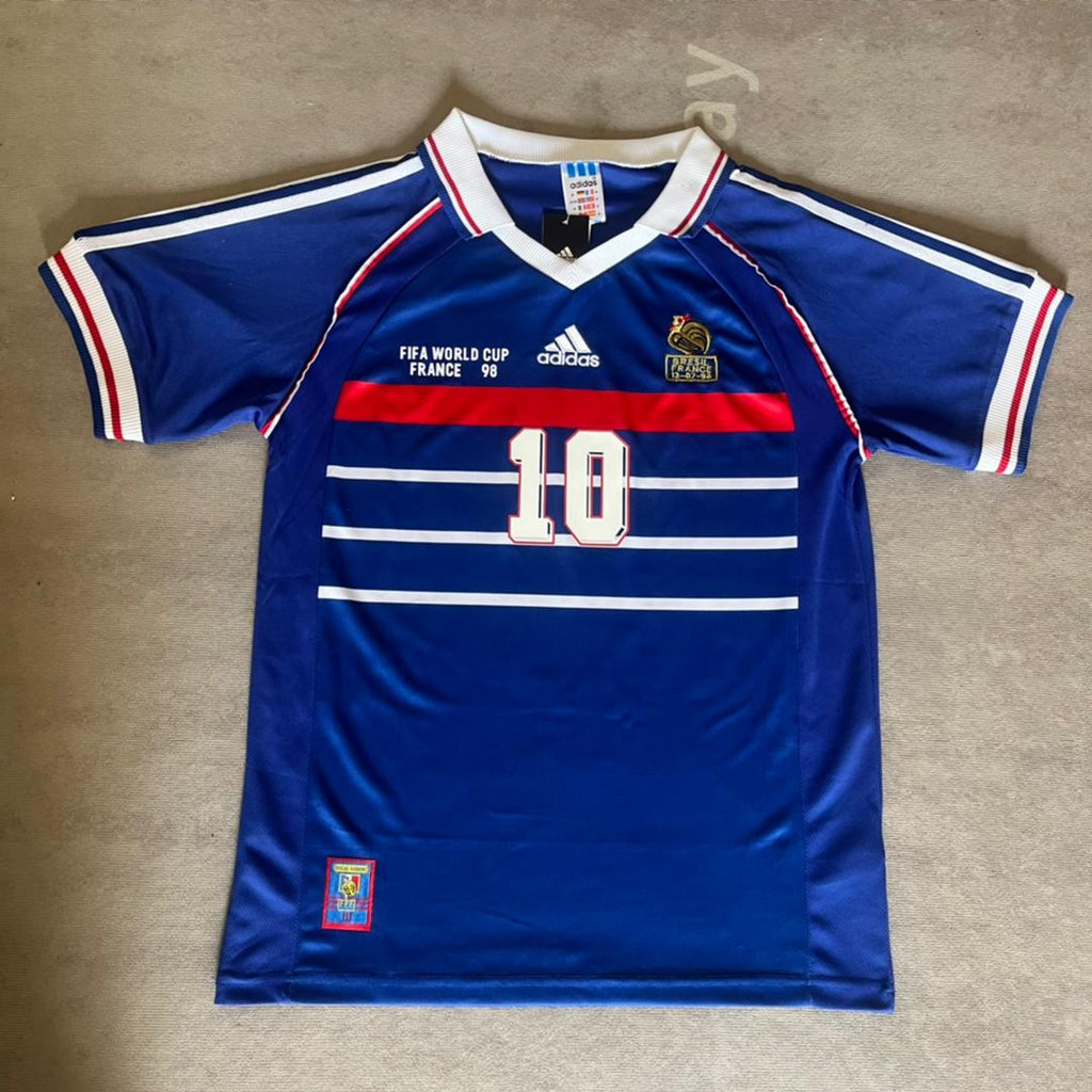 Zinedine Zidane France 1998 World Cup Retro Football Jersey – Front View