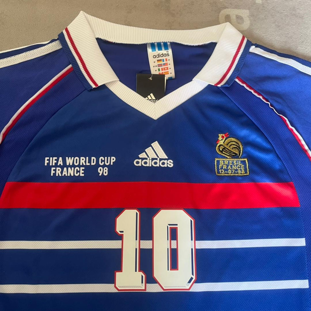 Zinedine Zidane France 1998 World Cup Retro Football Jersey – Detailed View