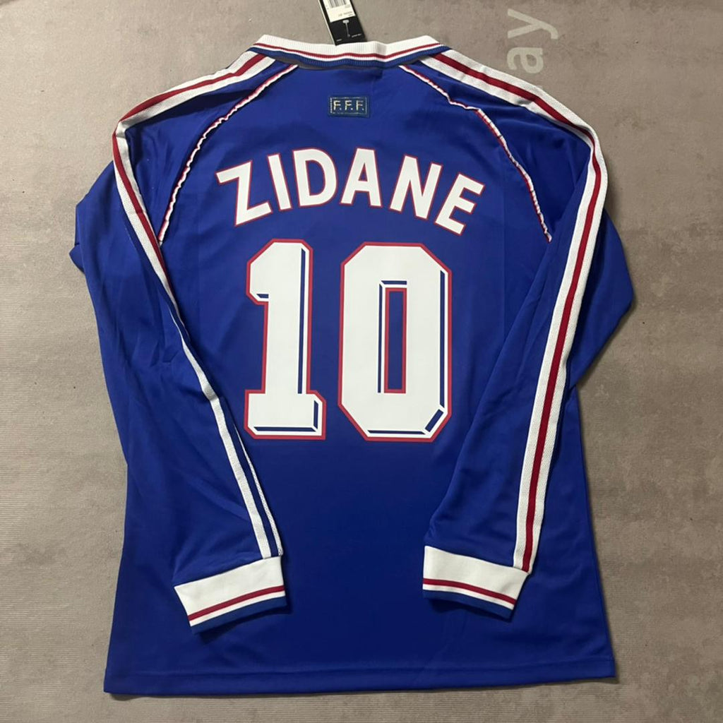 Zinedine Zidane France 1998 World Cup Retro Long Sleeve Football Jersey – Back View