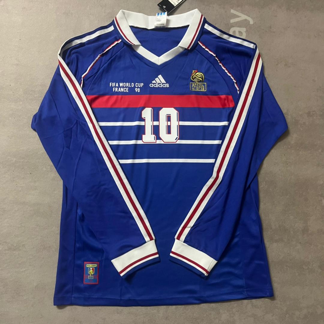 Zinedine Zidane France 1998 World Cup Retro Long Sleeve Football Jersey – 4