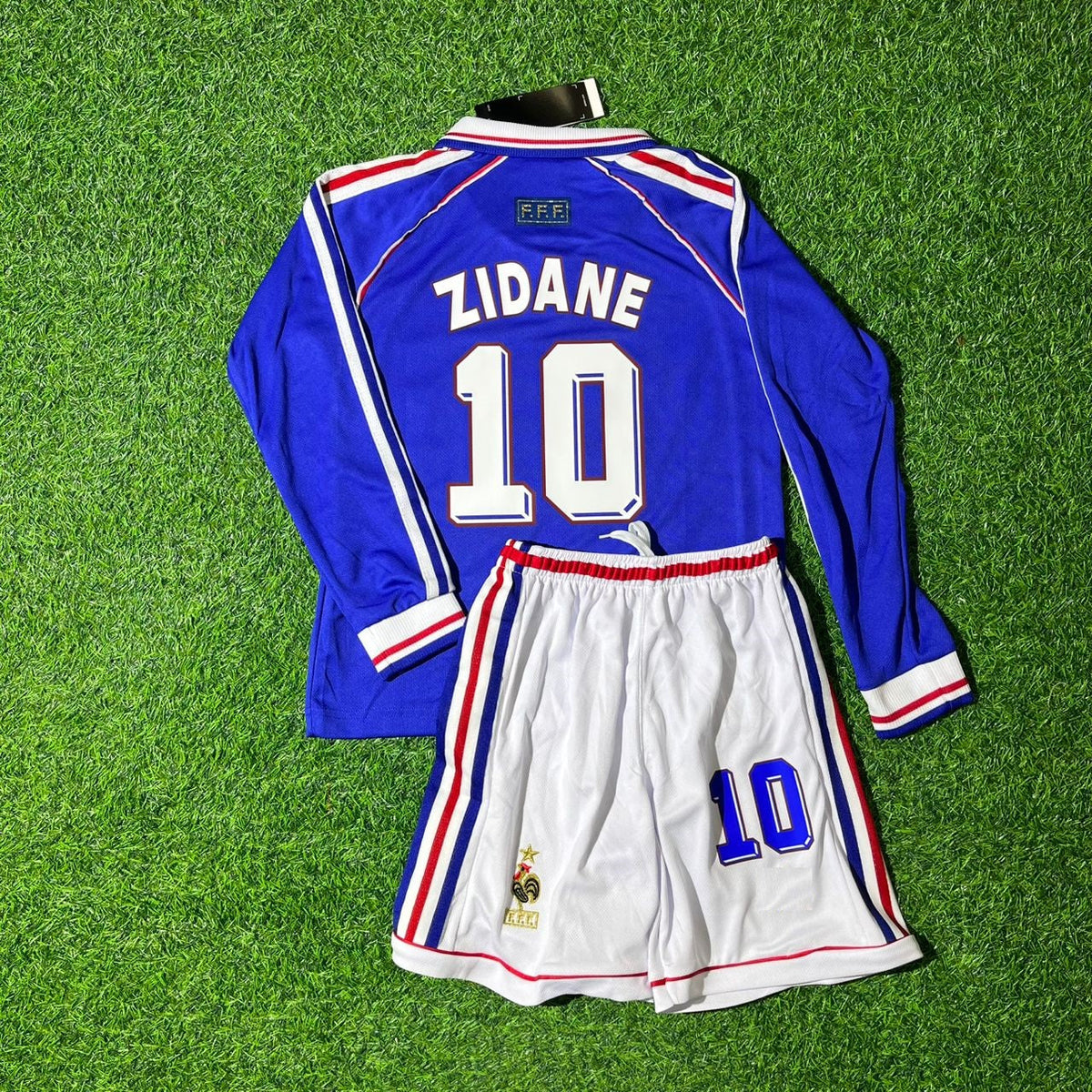 1998 France World Cup Retro Long Sleeve Kids Football Kit Zinedine Zidane