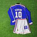 Zinedine Zidane France 1998 World Cup Retro Long Sleeve Kids Football Jersey – Back View