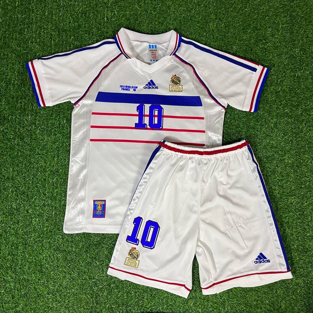 1998 France Away Zidane Kids Kit Football Jersey for Children Personnalisable – Front View