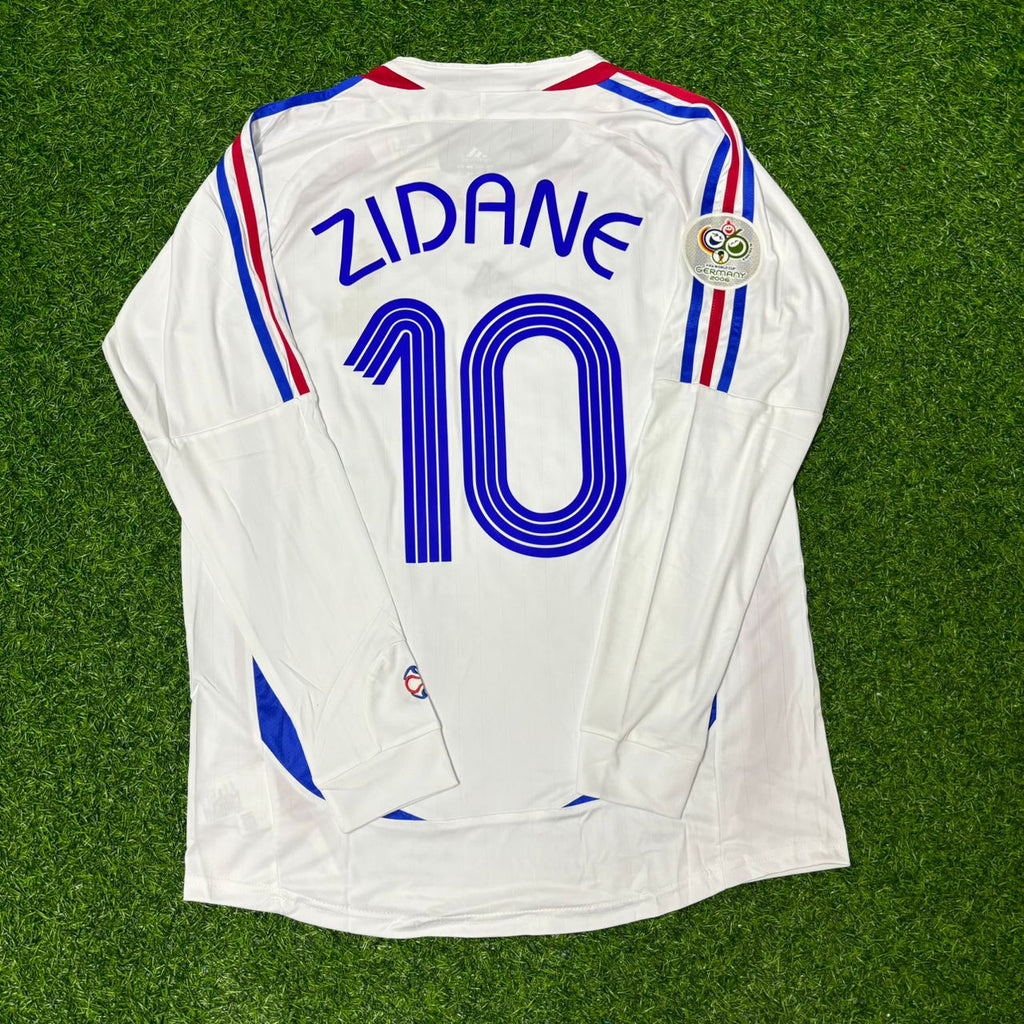 2006 France World Cup Zinedine Zidane Final Long Sleeve White Retro Kit – Back View