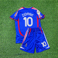 France 2006 World Cup Kids Blue Retro Football Jersey – Zinedine Zidane #10 – Back View