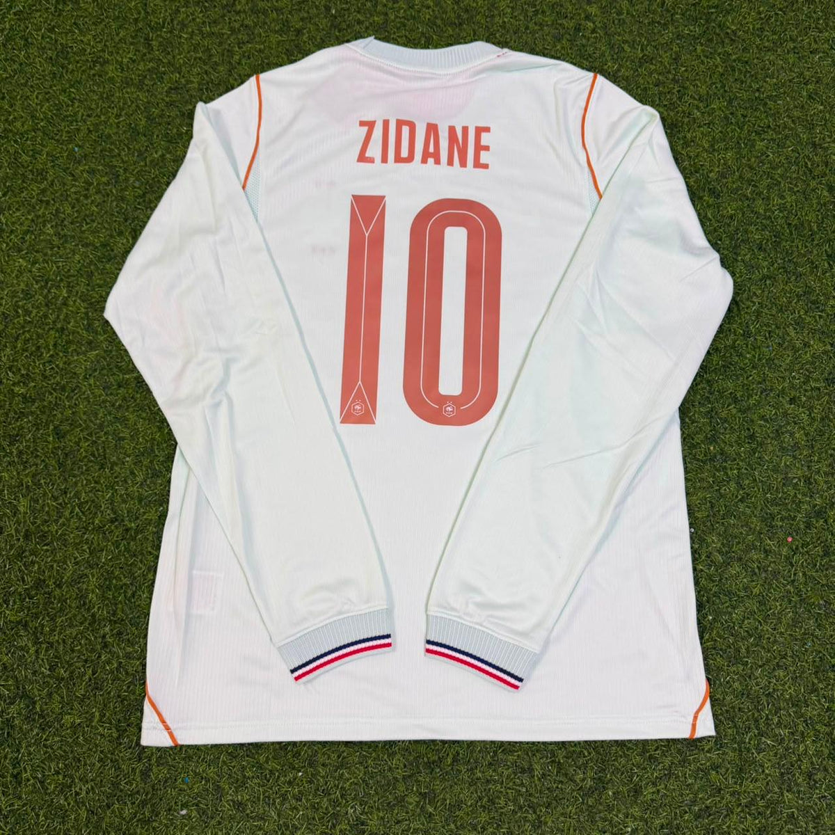 Zinedine Zidane France Away Long Sleeve Retro Football Jersey – Back View