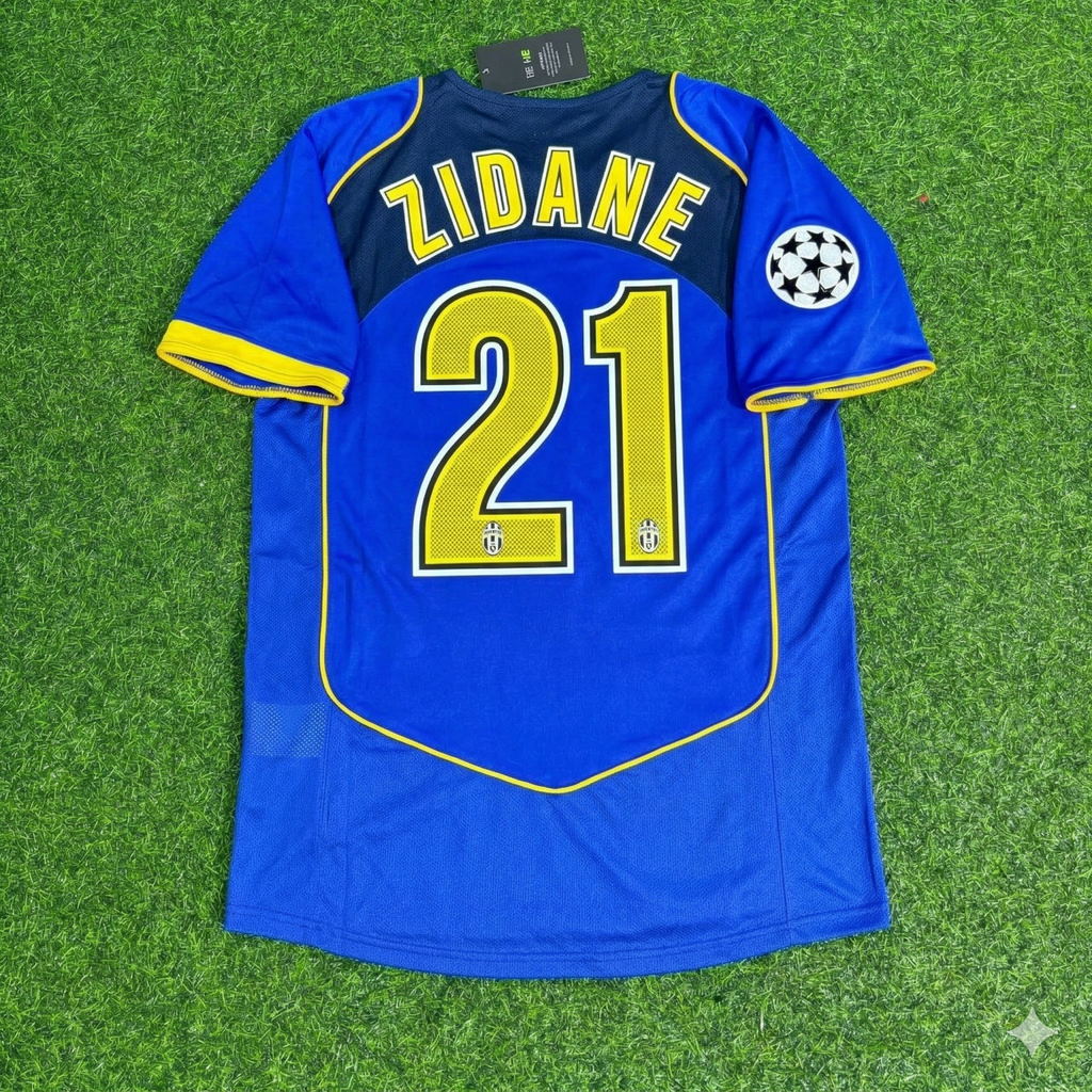 2004/05 Zinedine Zidane Juventus Blue Retro Football Jersey – Back View