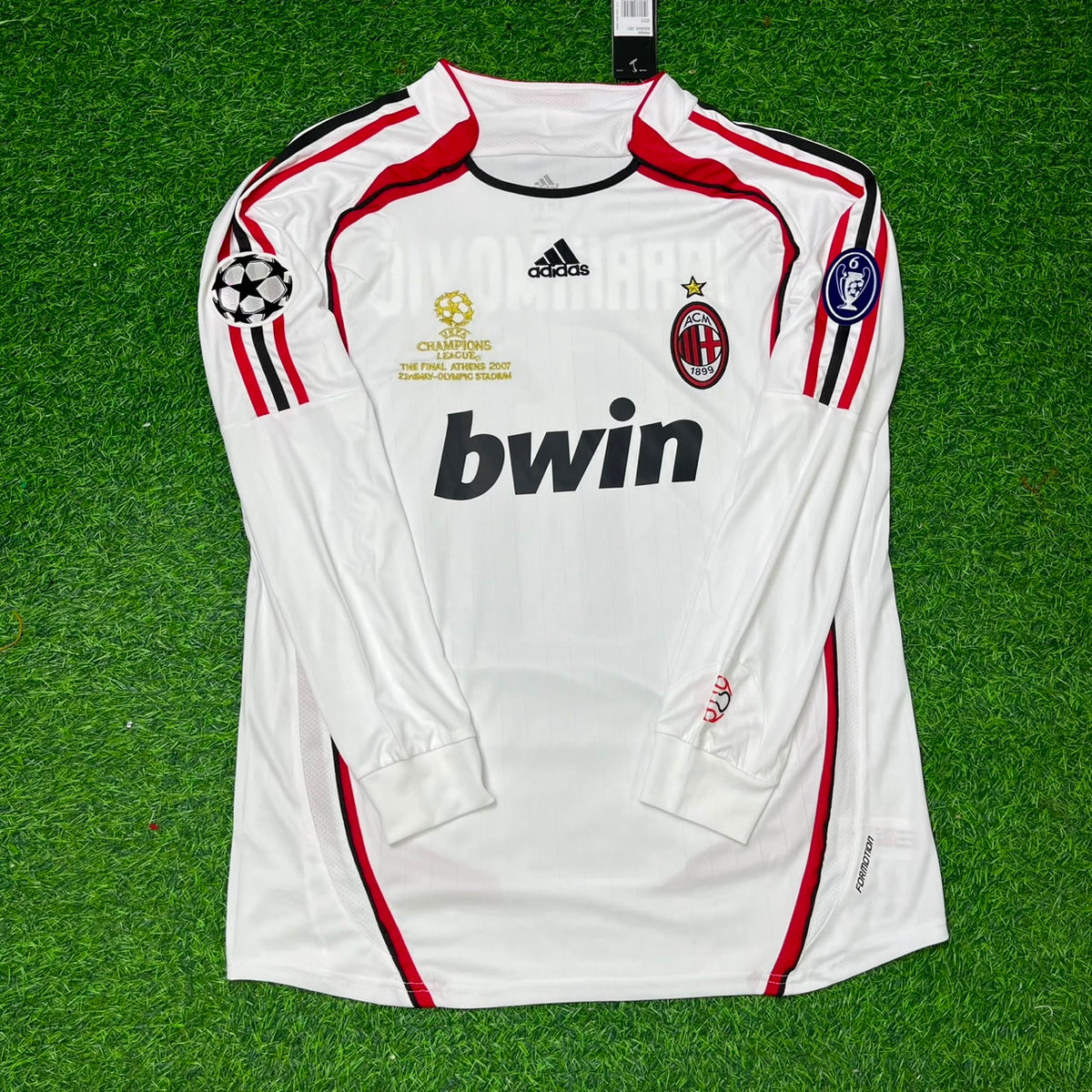 Zlatan Ibrahimovic 11 AC Milan White Long Sleeve Retro Football Jersey – Front View