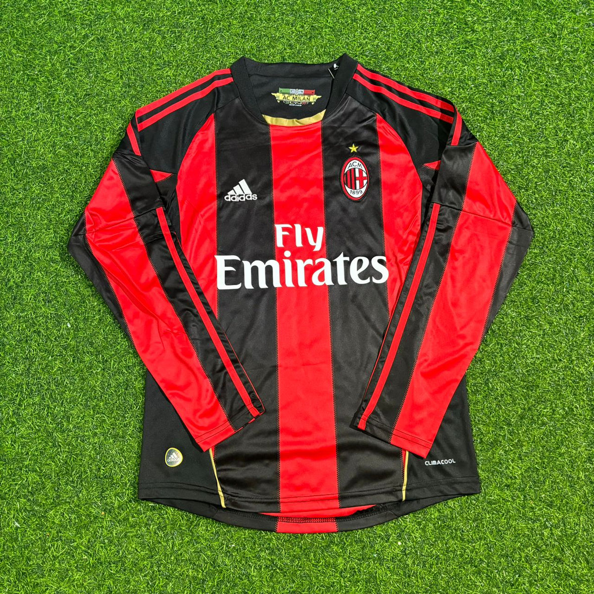 2010/11 Alessandro Nesta AC Milan Home Log Sleeve Retro Football Jersey – Front View