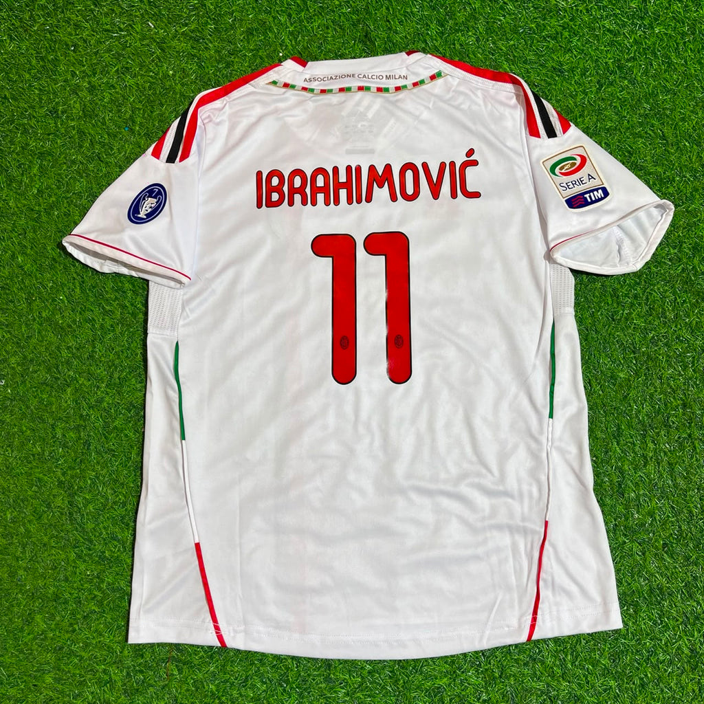 Zlatan Ibrahimović #11 Milan 2011-2012 White KIDS Away Retro Football Jersey – Detailed View