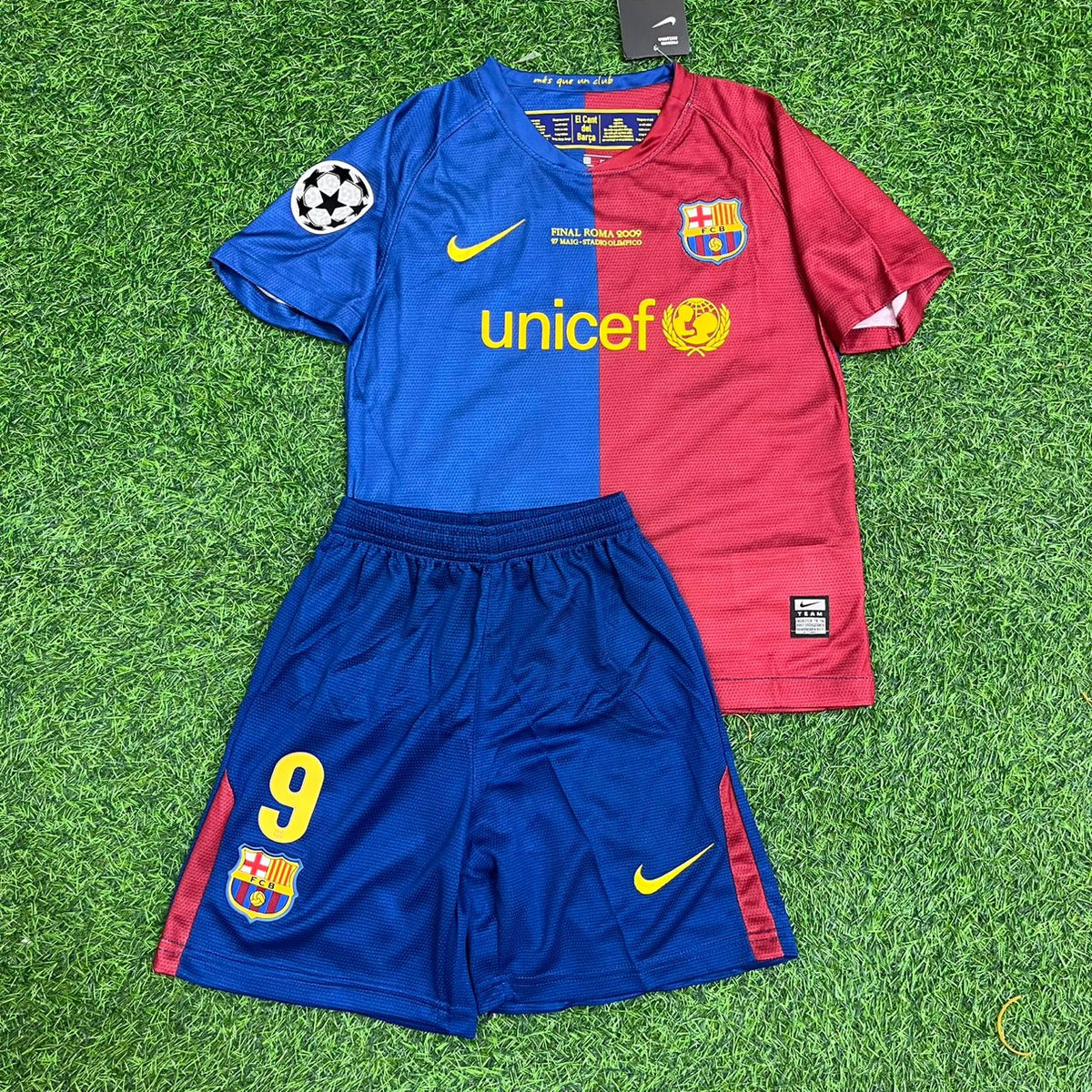2009 Zlatan Ibrahimović Barcelona Final Retro Kids Football Jersey Collection – Front View