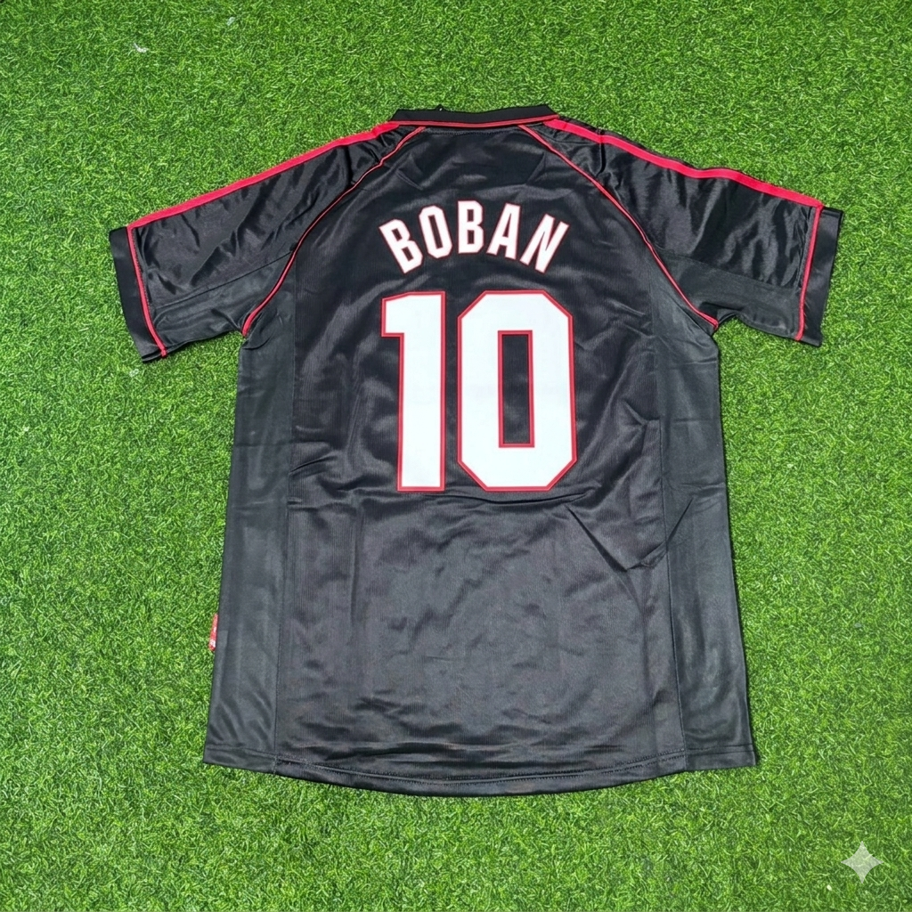 1998/99 Zvonimir Boban #10 AC Milan Black Retro Football Jersey – Back View